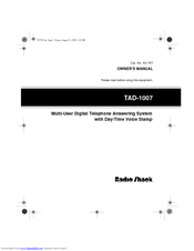 Radio Shack TAD-1007 Owner's Manual
