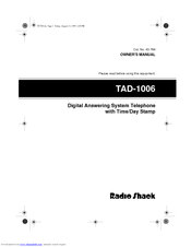 Radio Shack TAD-1006 Owner's Manual