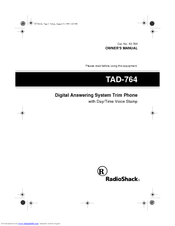 Radio Shack TAD-764 Owner's Manual