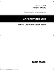 Radio Shack Chronomatic-278 Owner's Manual