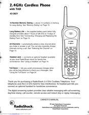 Radio Shack 43-3821 Owner's Manual