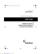 Radio Shack ET-1110 Owner's Manual