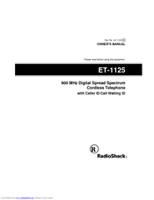 Radio Shack ET-1125 Owner's Manual