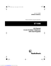 Radio Shack ET-598 Owner's Manual