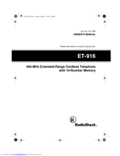 Radio Shack ET-916 Owner's Manual