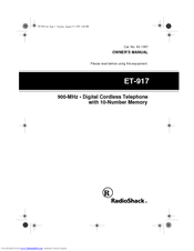 Radio Shack ET-917 Owner's Manual