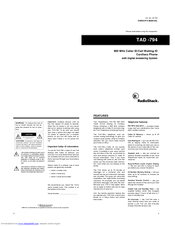 Radio Shack TAD-794 Owner's Manual