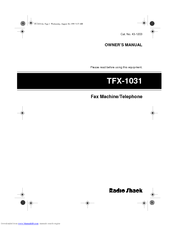 Radio Shack TFX-1031 Owner's Manual