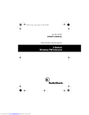 Radio Shack 2-Station Wireless FM Intercom Owner's Manual