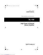 Optimus XL-150 Owner's Manual