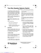 Radio Shack Switch Owner's Manual