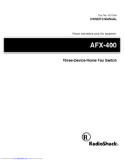 Radio Shack AFX-400 Owner's Manual