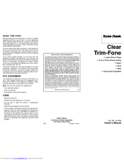 Radio Shack CLEAR TRIM-FONE 43-858 Owner's Manual