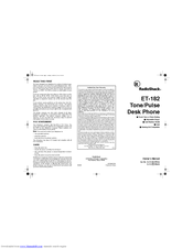 Radio Shack ET-182 Owner's Manual