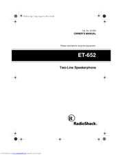 Radio Shack 43-652 Owner's Manual