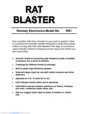Ramsey Electronics Rat Blaster RB1 Assembly And Instruction Manual