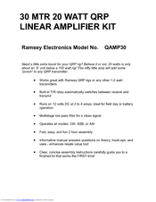 Ramsey Electronics QRP CW POWER AMPLIFIER KIT QAMP30 Assembly And Instruction Manual