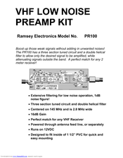 Ramsey Electronics VHF Low Noise Preamp Kit PR100 Assembly And Instruction Manual