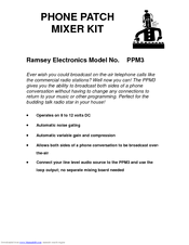 Ramsey Electronics Phone Patch Mixer Kit PPM3 Assembly And Instruction Manual