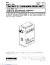 Raypak 105A VERSA Illustrate Parts List