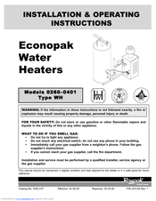 Raypak 2600401 Installation & Operating Instructions Manual