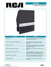 RCA D52W25 Specification Sheet