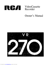 RCA VR270 Owner's Manual