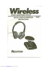 Recoton W500 Installation & Operating Instructions Manual