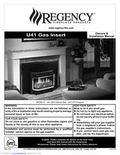 Regency U41-NG3 Owners & Installation Manual