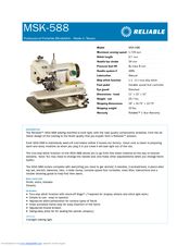 Reliable MSK-588 Specification Sheet