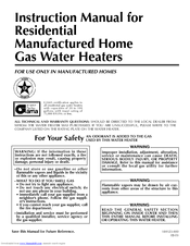 Reliance Water Heaters 184123-000 Instruction Manual