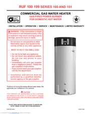 Reliance Water Heaters RUF 100 199 SERIES 100 Installation And Operation Manual
