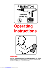 Remington 493 Operating Instructions Manual