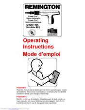 Remington Power Pro 495 Operating Instructions Manual