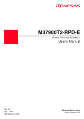 Renesas Single-Chip Microcomputer M37900T2-RPD-E User Manual