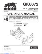 Rhino FINISHING MOWERS GK6072 Operator's Manual
