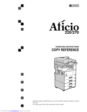 Ricoh Aficio 270 Copy Reference Manual