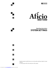 Ricoh Aficio 850 System Settings
