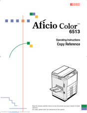 Ricoh Aficio Color 6513 Copy Reference Manual