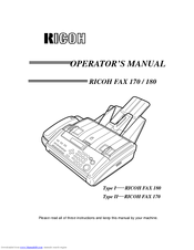 Ricoh fax180 Operator's Manual