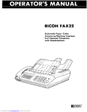 Ricoh Fax22 Operator's Manual