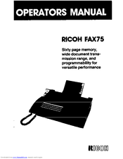 Ricoh FAX75 Operator's Manual