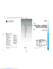 Ricoh AP2610 - Aficio B/W Laser Printer Setup Manual