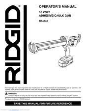 RIDGID R84040 Operator's Manual