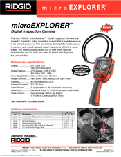 RIDGID Digital Inspection Camera microEXPLORER Specification Sheet