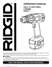 RIDGID R820011 Operator's Manual