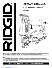 Ridgid R175RNA Operator's Manual