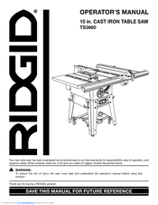 Ridgid TS3660 Manuals | ManualsLib