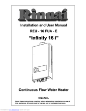 Rinnai Infinity 16 i Installation And User Manual