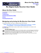 Rio Digital Audio Receiver Frequently Asked Questions Manual